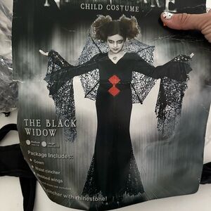 Black Widow Girls Costume Medium Size 7-8 Bride Bonus Item Euc Complete Set